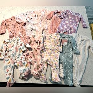 Set of 6-9mos Girls Zip-up One Piece Sleepers from Carters and Gap